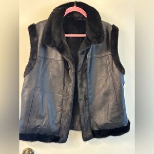 Sakowitz Reversible Leather and Mink Vest